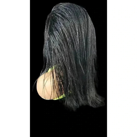 Micro Braids Lace Closure Wig in Jet Black Handcrafted, Lightweight. Yassine. - Picture 6 of 15